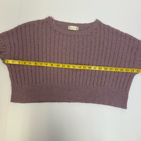 Altar’d State Mauve Ribbed Knit Cropped Sweater -  Textured Pullover - Size XS - Picture 6 of 8